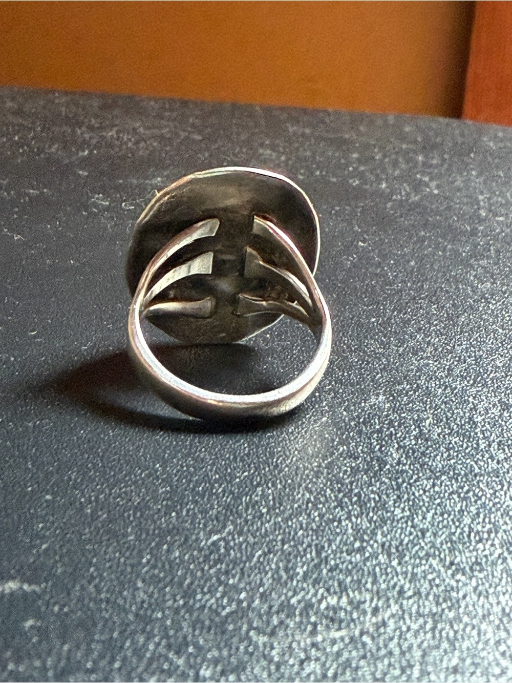 Navajo Shadowbox Turquoise 925 Sterling Silver Stamped Ring Possibly Denetdale 8 - Picture 11 of 12